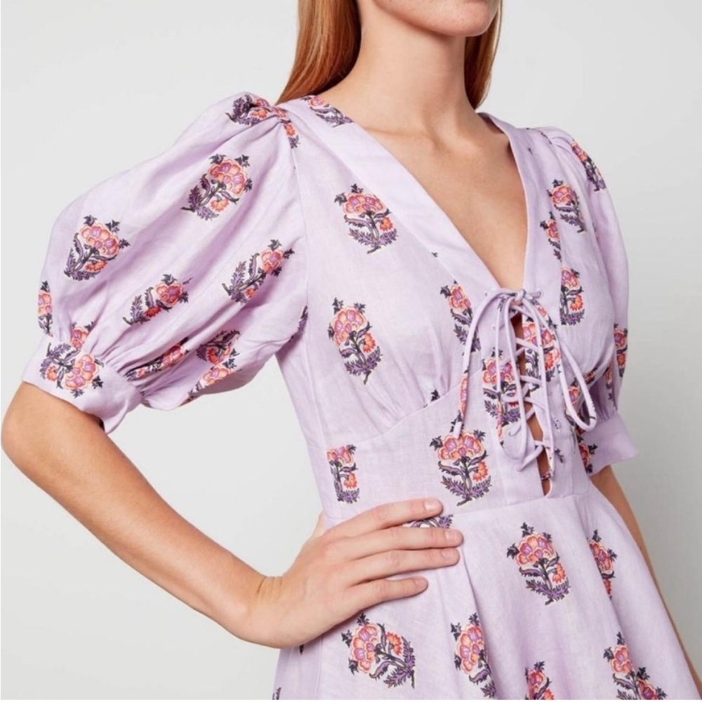 House of Harlow Floral Lavender Dress with Puff Sleeves
